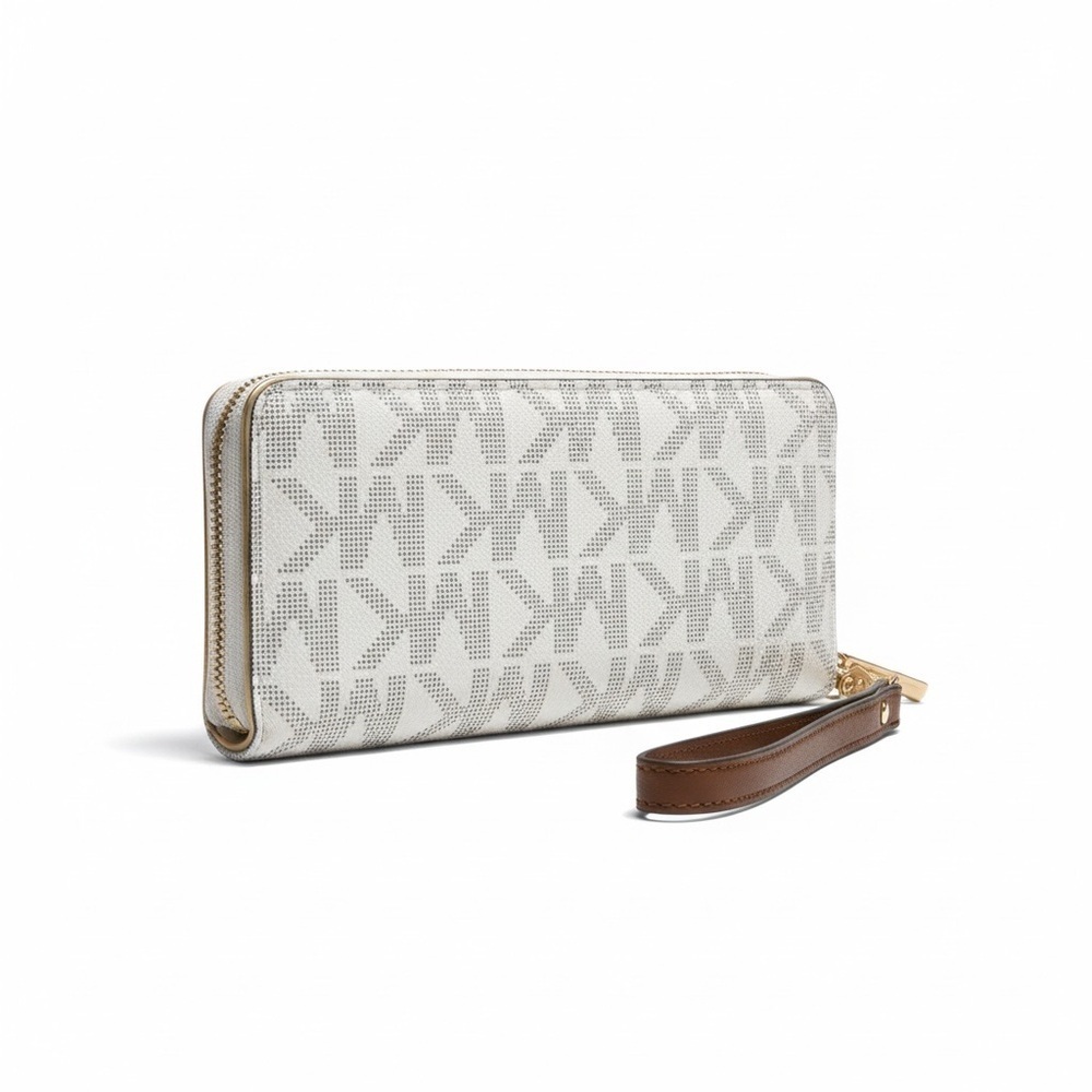 Michael Kors Signature Logo Zip Around Wallet Wristlet NWOT - Picture 2 of 9